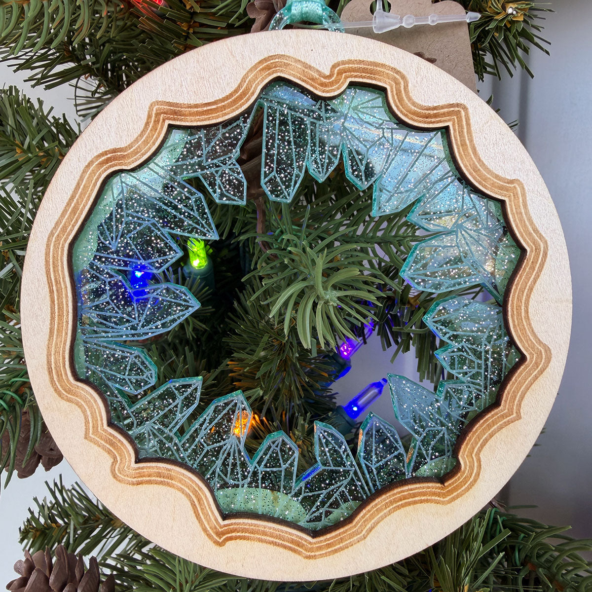 2024 Crystal Geode Wood & Acrylic Christmas Tree Ornament