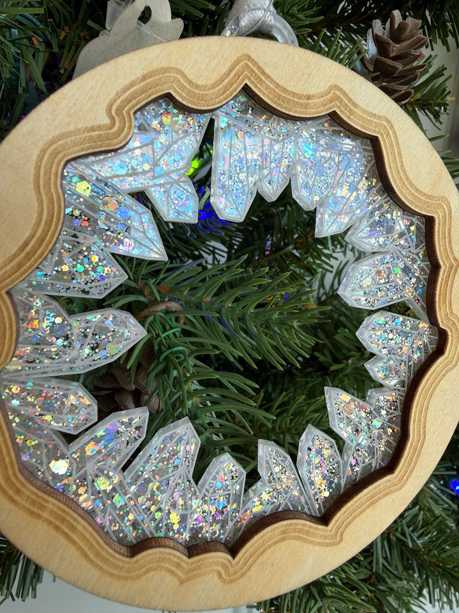 2024 Crystal Geode Wood & Acrylic Christmas Tree Ornament