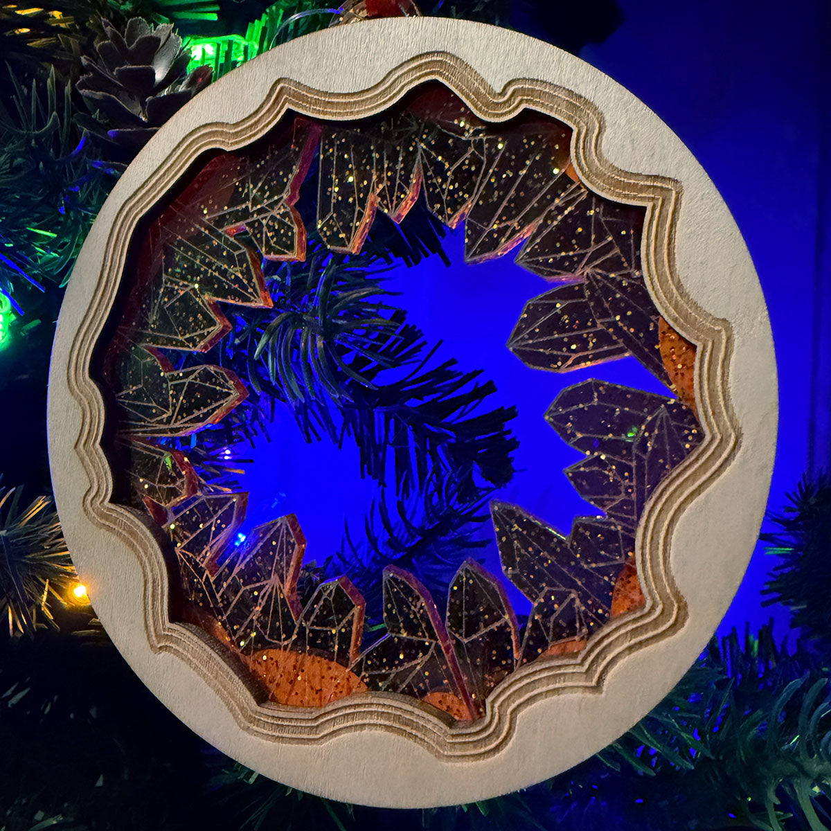 2024 Crystal Geode Wood & Acrylic Christmas Tree Ornament