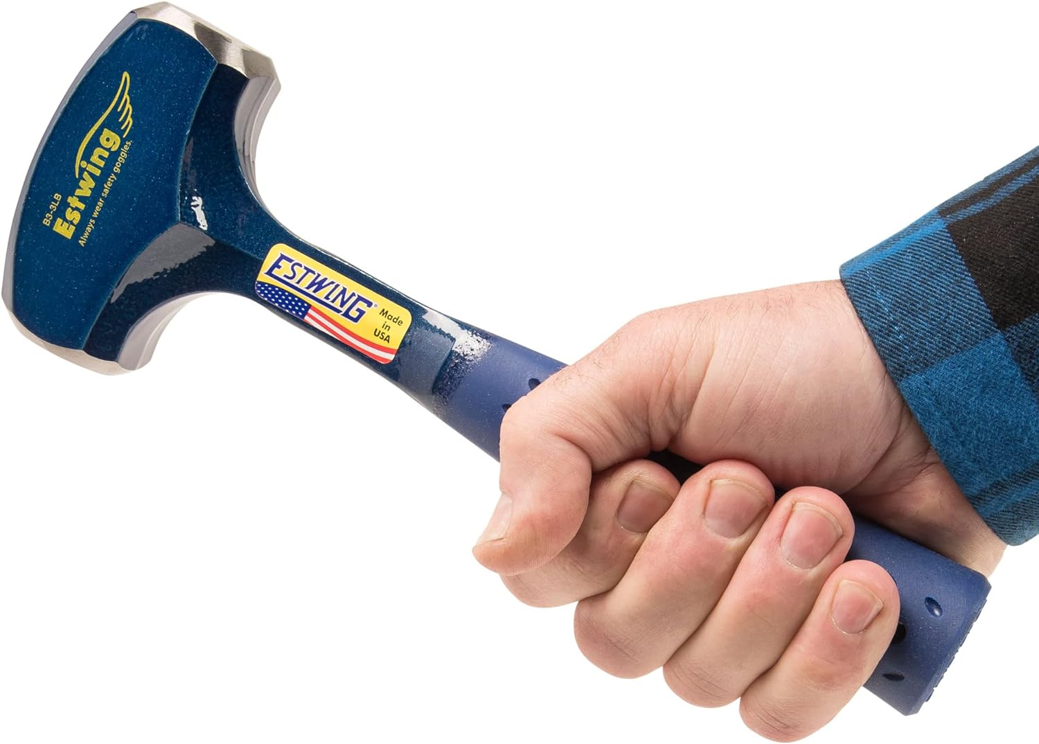 Drilling/Crack Hammer - 3-Pound Sledge with Forged Steel Construction & Shock Reduction Grip - Estwing - B3-3LB