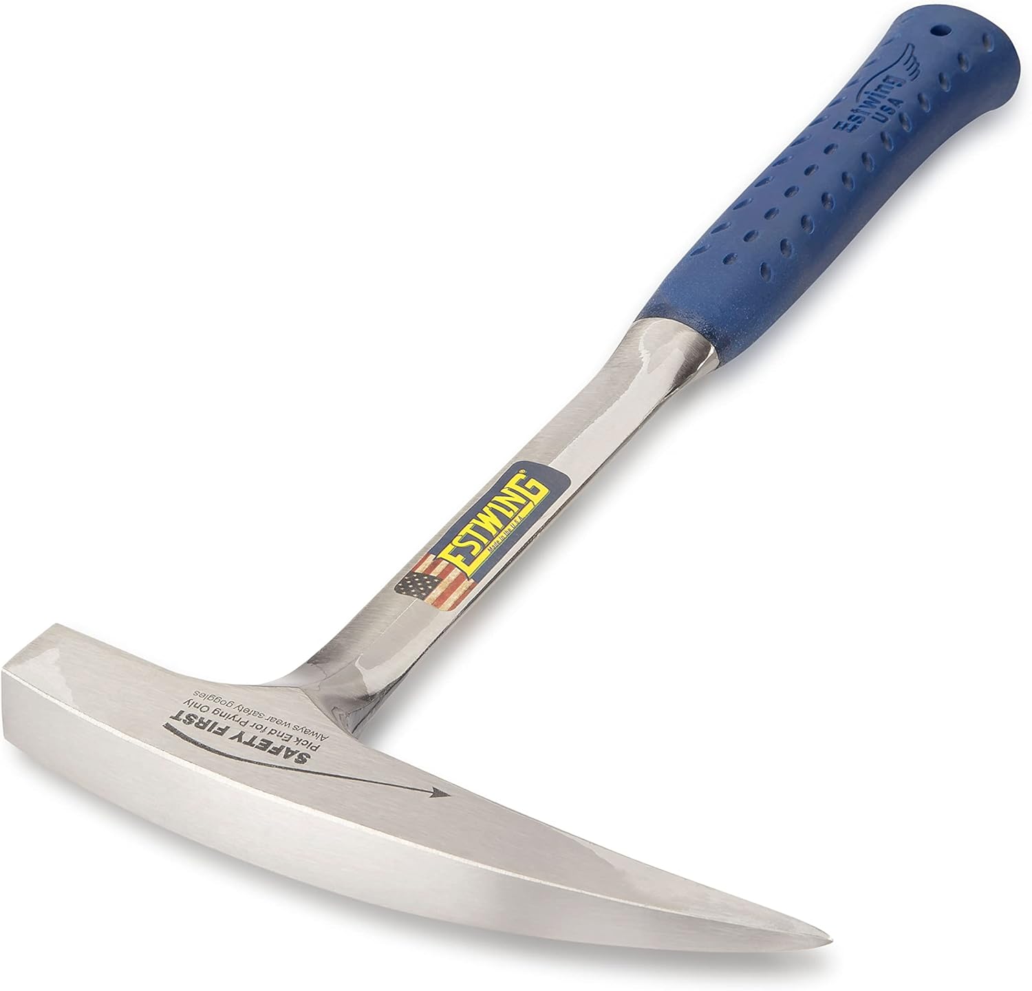 Rock Pick Long Handle - 22 oz Geology Hammer with Pointed Tip & Shock Reduction Grip - Estwing - E3-23LP
