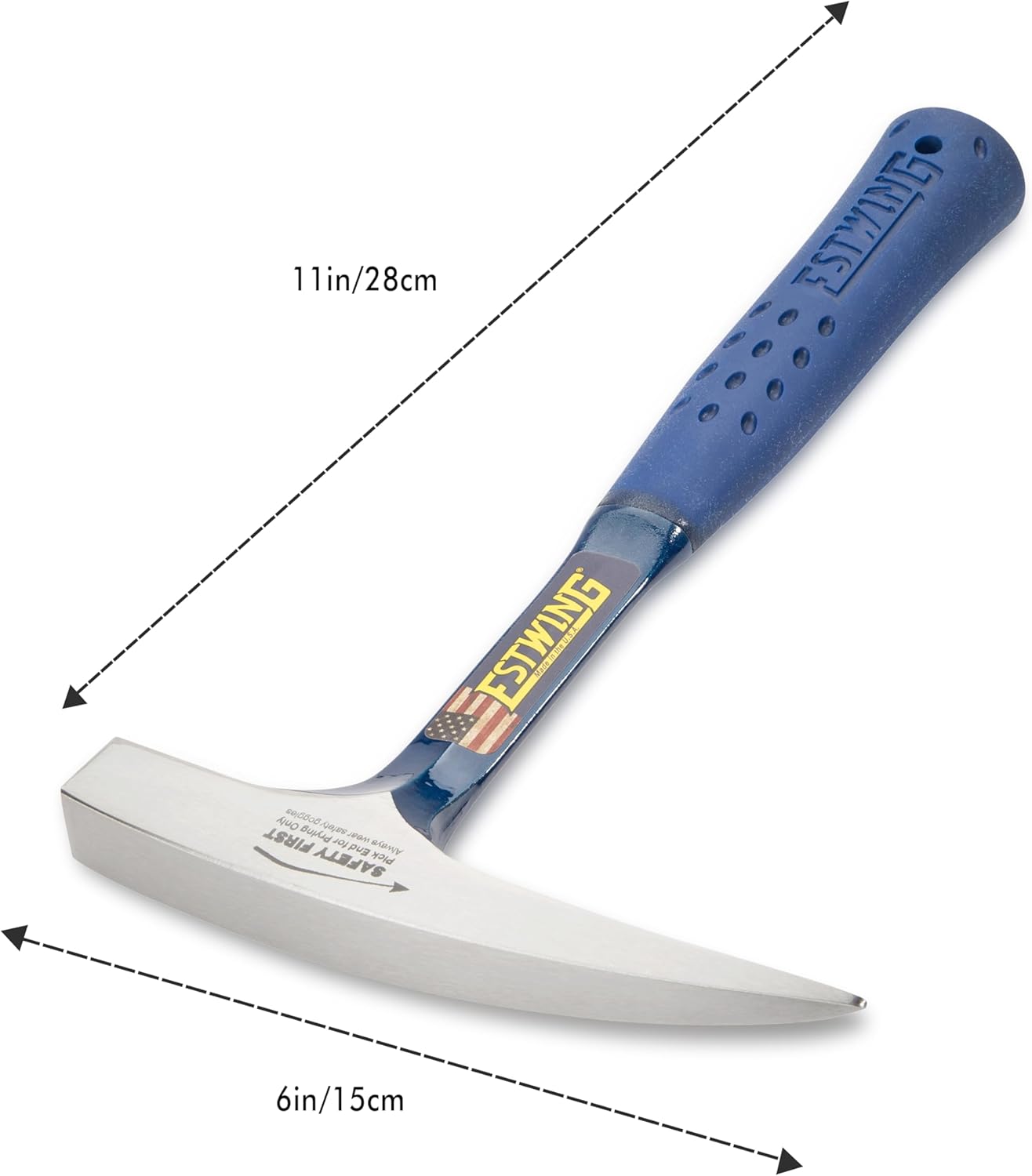 Rock Pick Orange Handle- 14 oz Geology Hammer with Pointed Tip & Shock Reduction Grip - Estwing - EO-14P