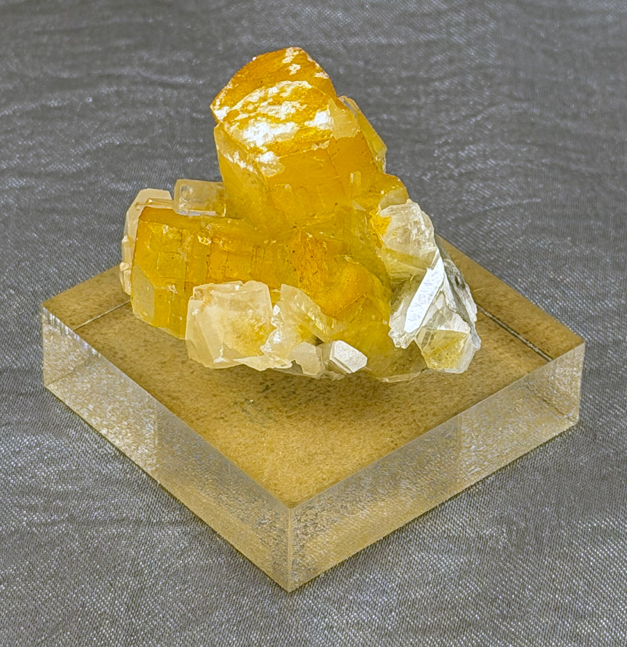 Yellow Columnar Fluorite w/ Tabular Calcite CYF1