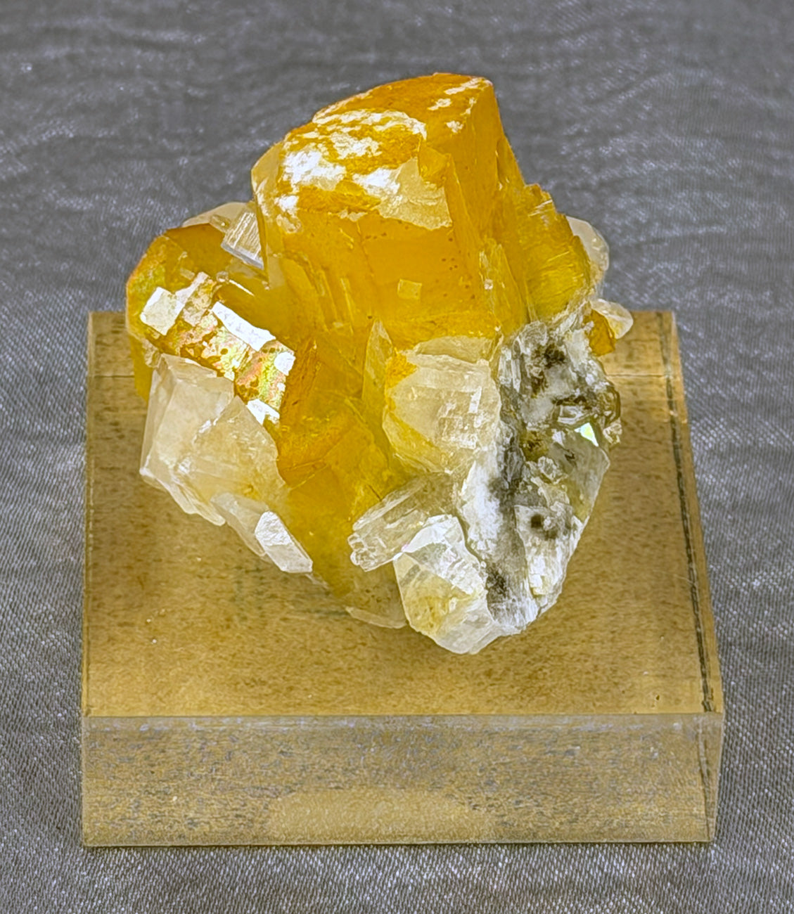 Yellow Columnar Fluorite w/ Tabular Calcite CYF1