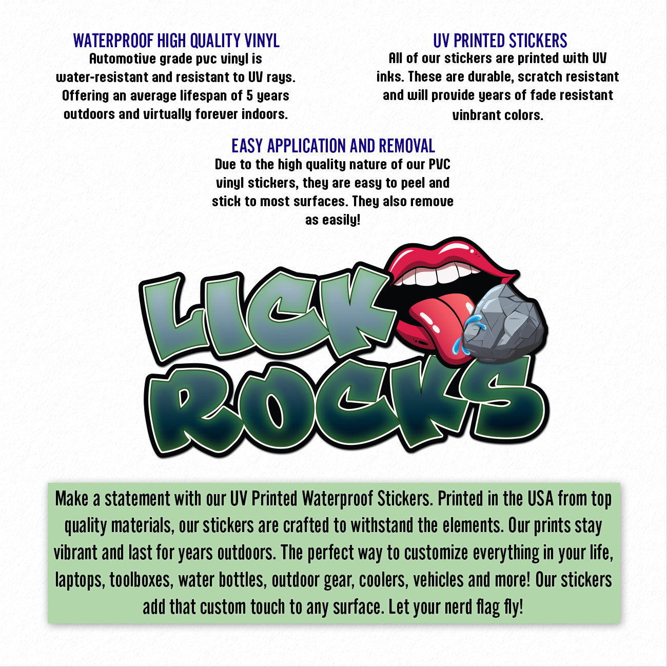 Lick Rocks UV Printed Vinyl Sticker