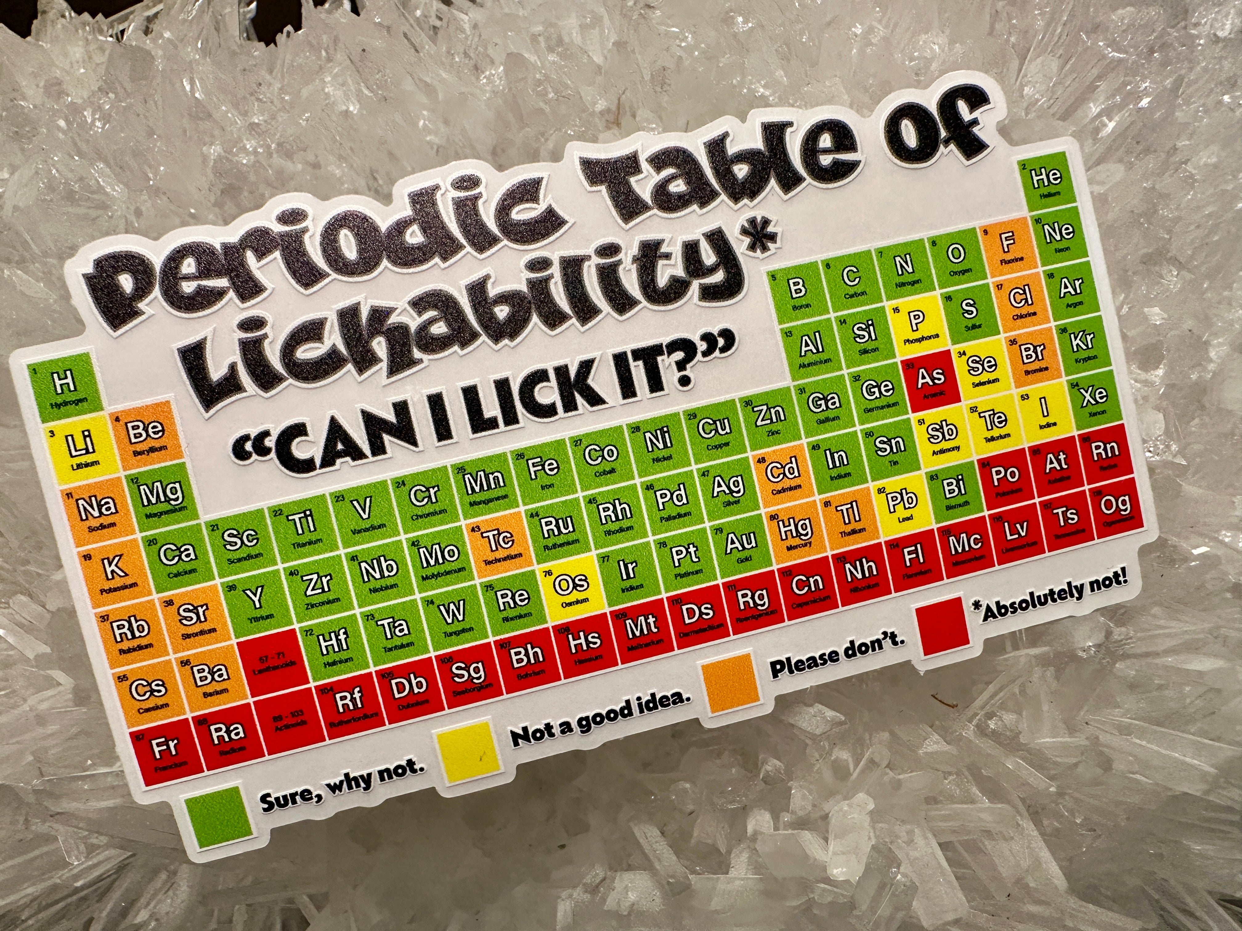 Periodic Table of Lickability Clear Vinyl Sticker