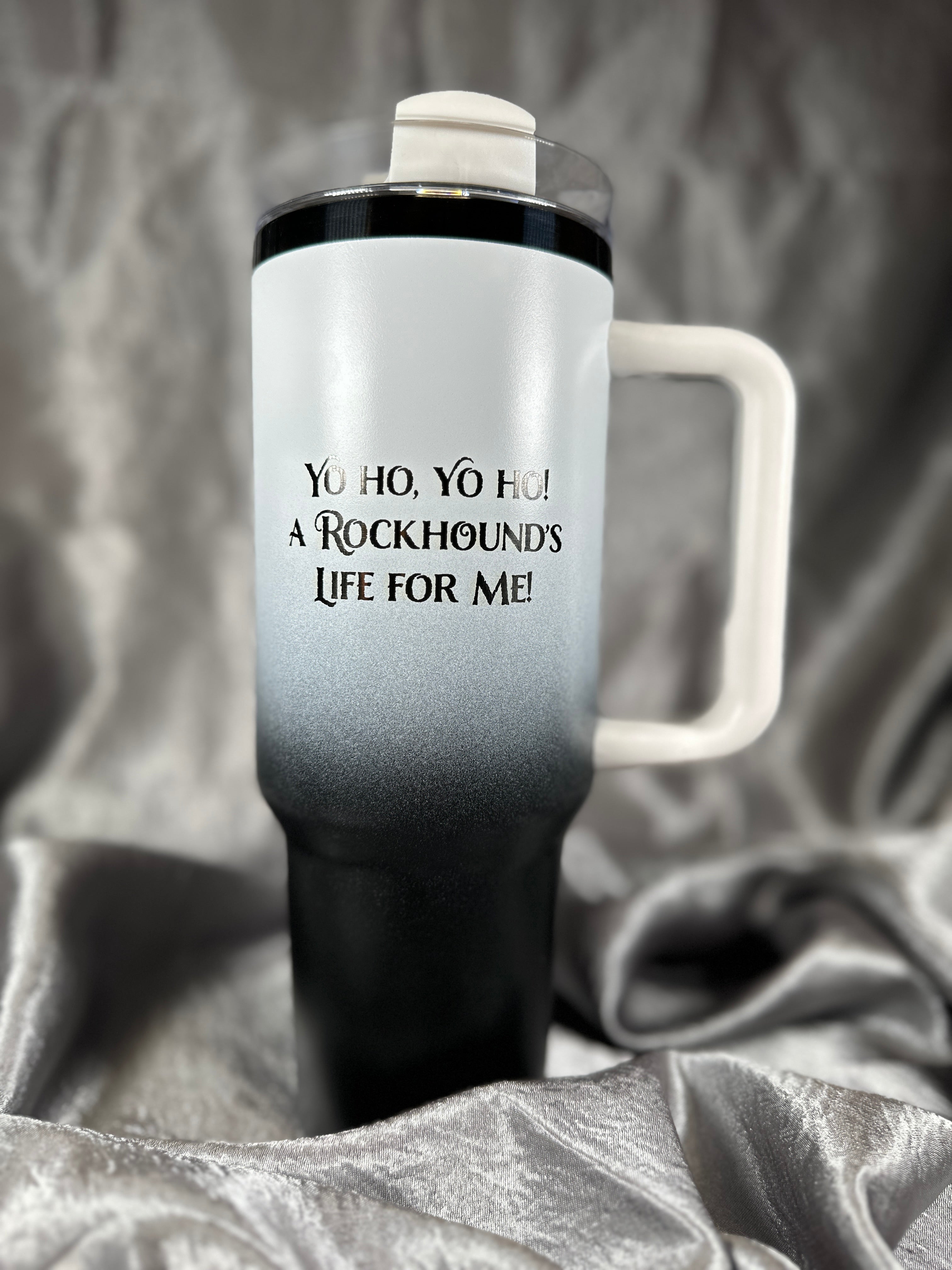 40 oz Ombré White to Black Jolly Rockhound Insulated Tumbler