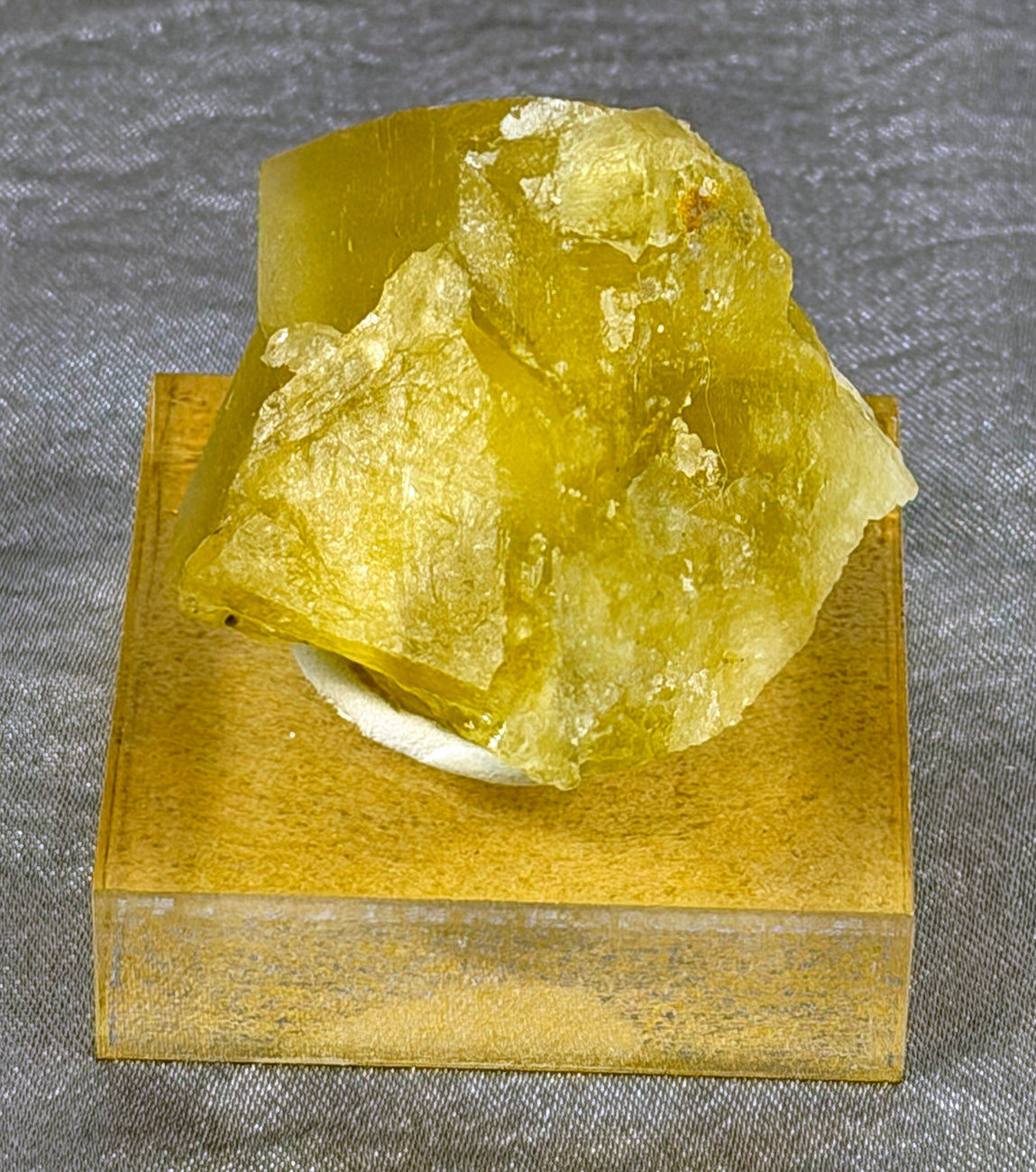 Moroccan Yellow Fluorite Specimen - Mounted MYF1