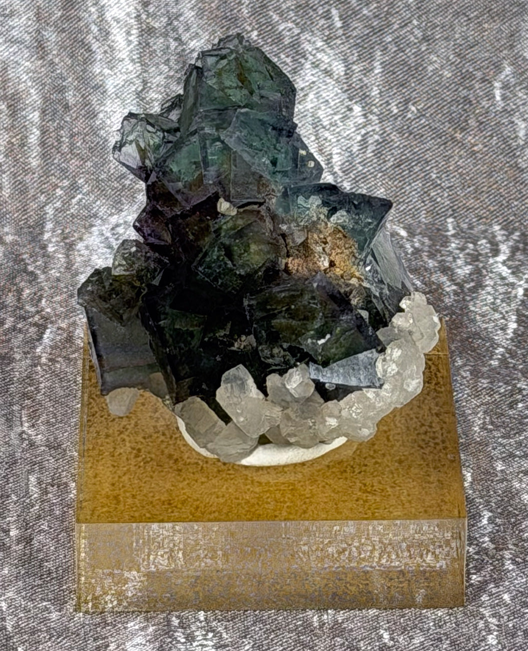 YGX Mine Blue / Purple Fluorite w/ Calcite Mounted Specimen YGXF1