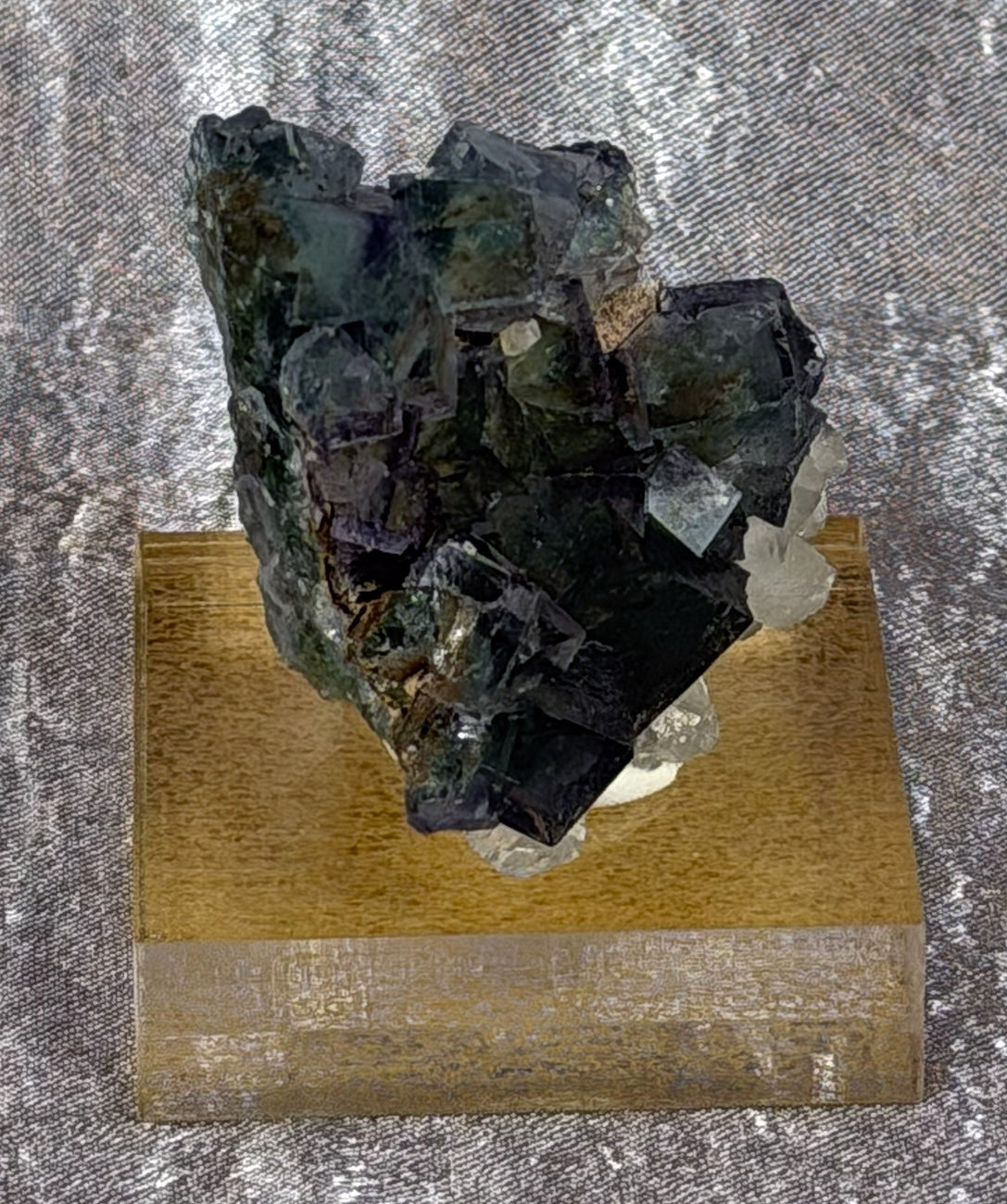 YGX Mine Blue / Purple Fluorite w/ Calcite Mounted Specimen YGXF1