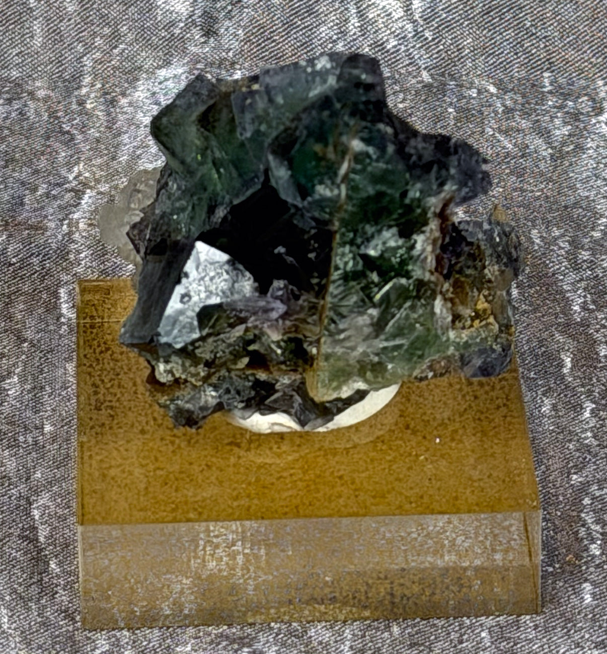 YGX Mine Blue / Purple Fluorite w/ Calcite Mounted Specimen YGXF1