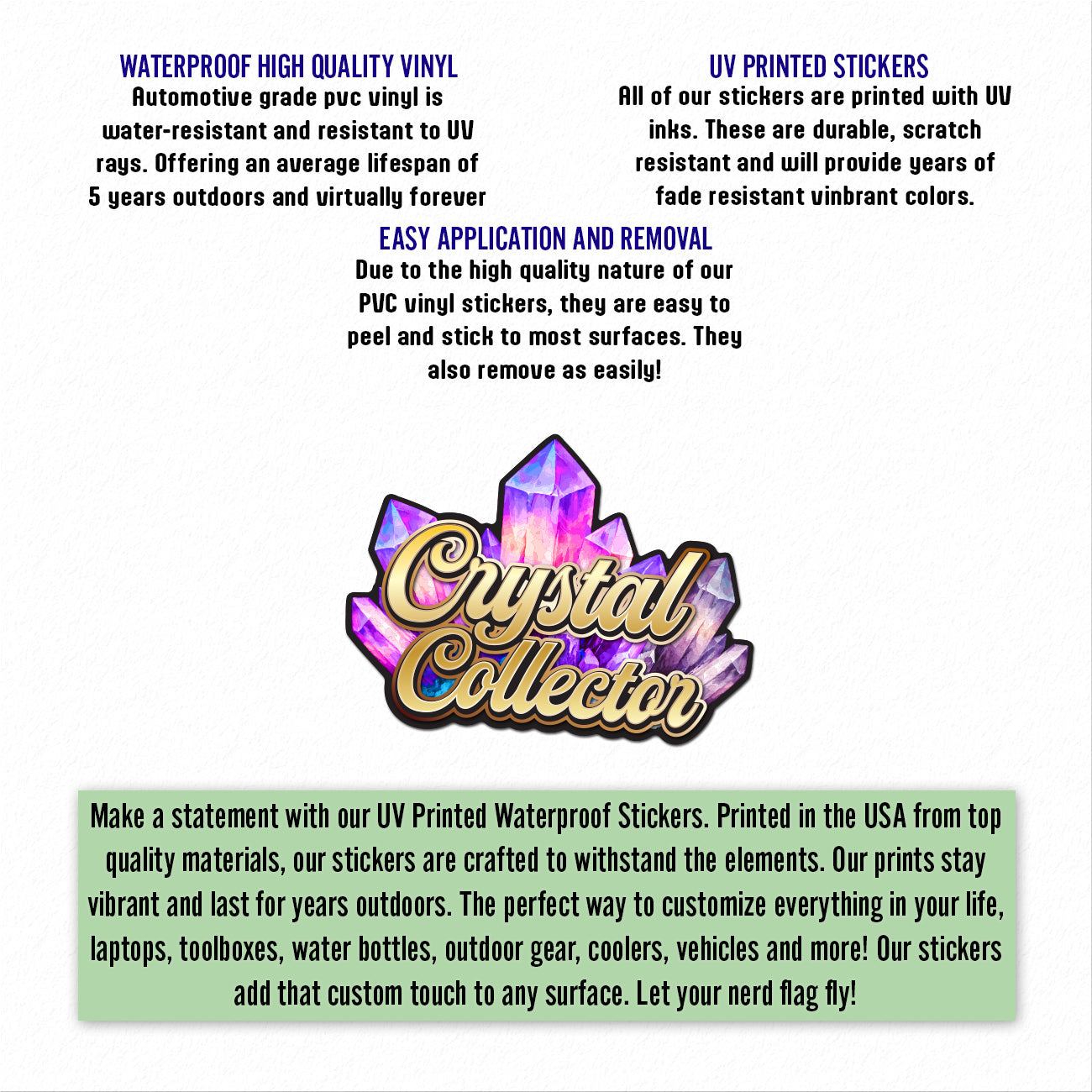 Crystal Collector UV Printed Gloss Embossed Vinyl Sticker