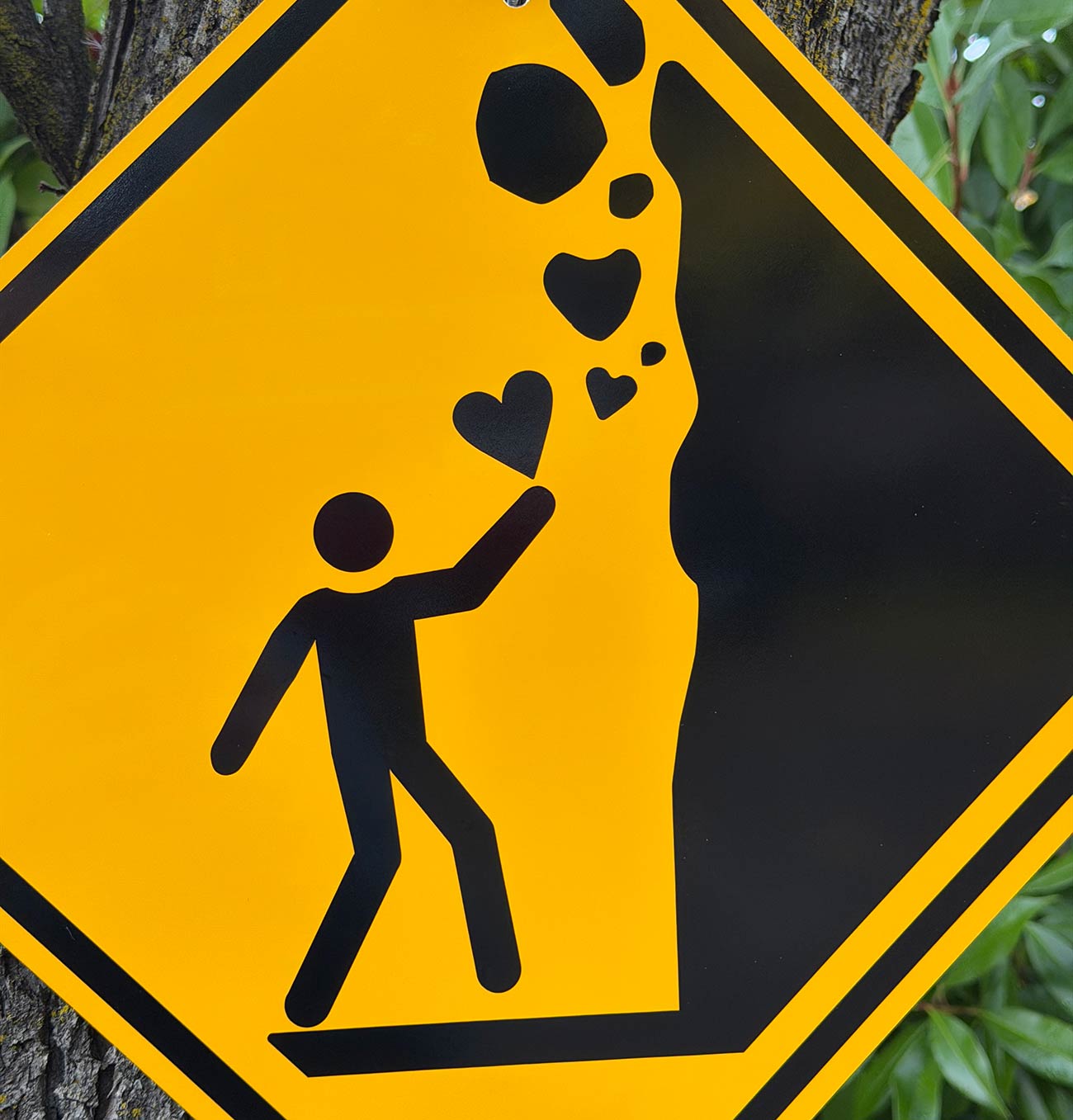 Falling for Rocks Aluminum Mini Road Sign