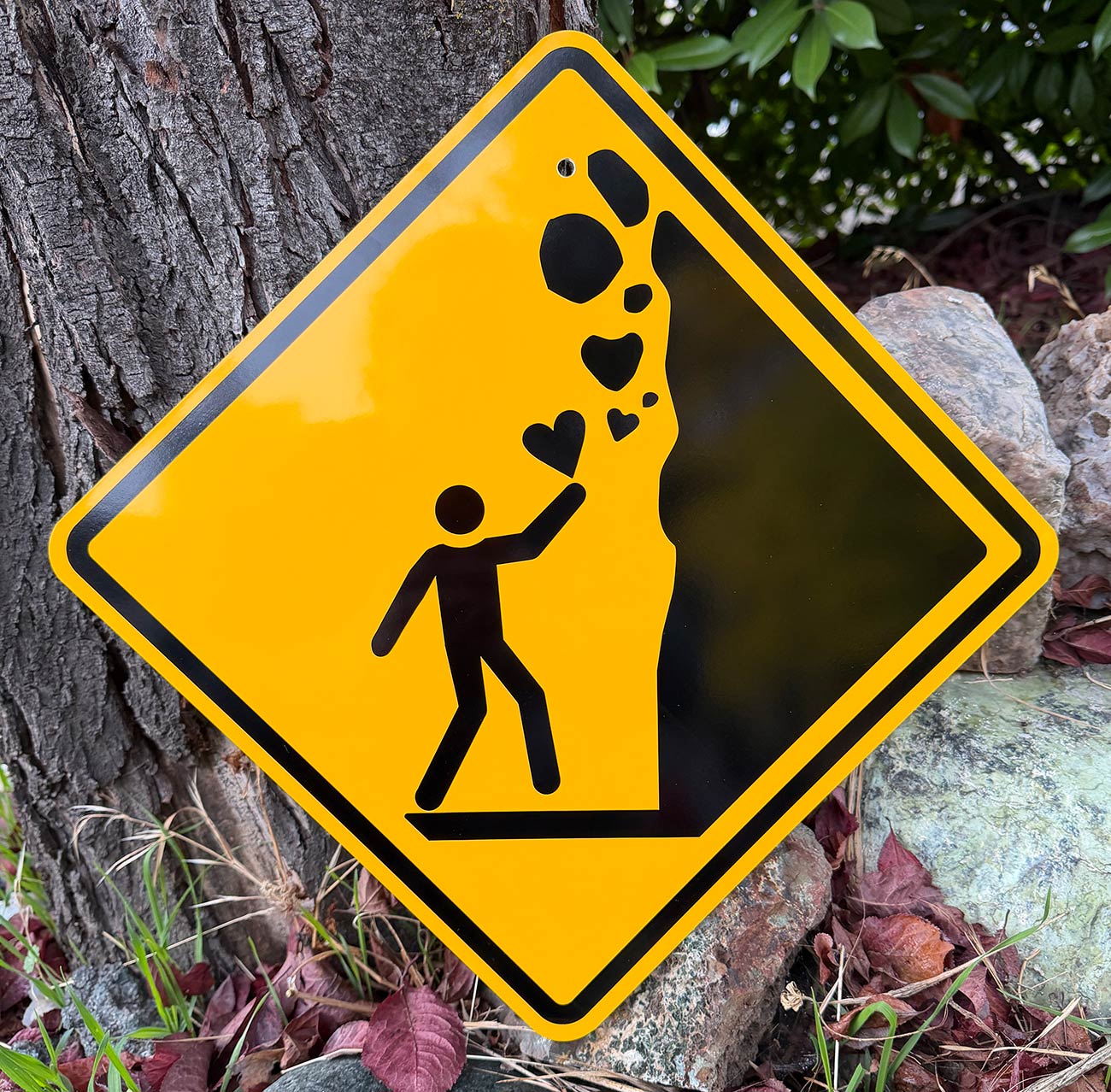 Falling for Rocks Aluminum Mini Road Sign