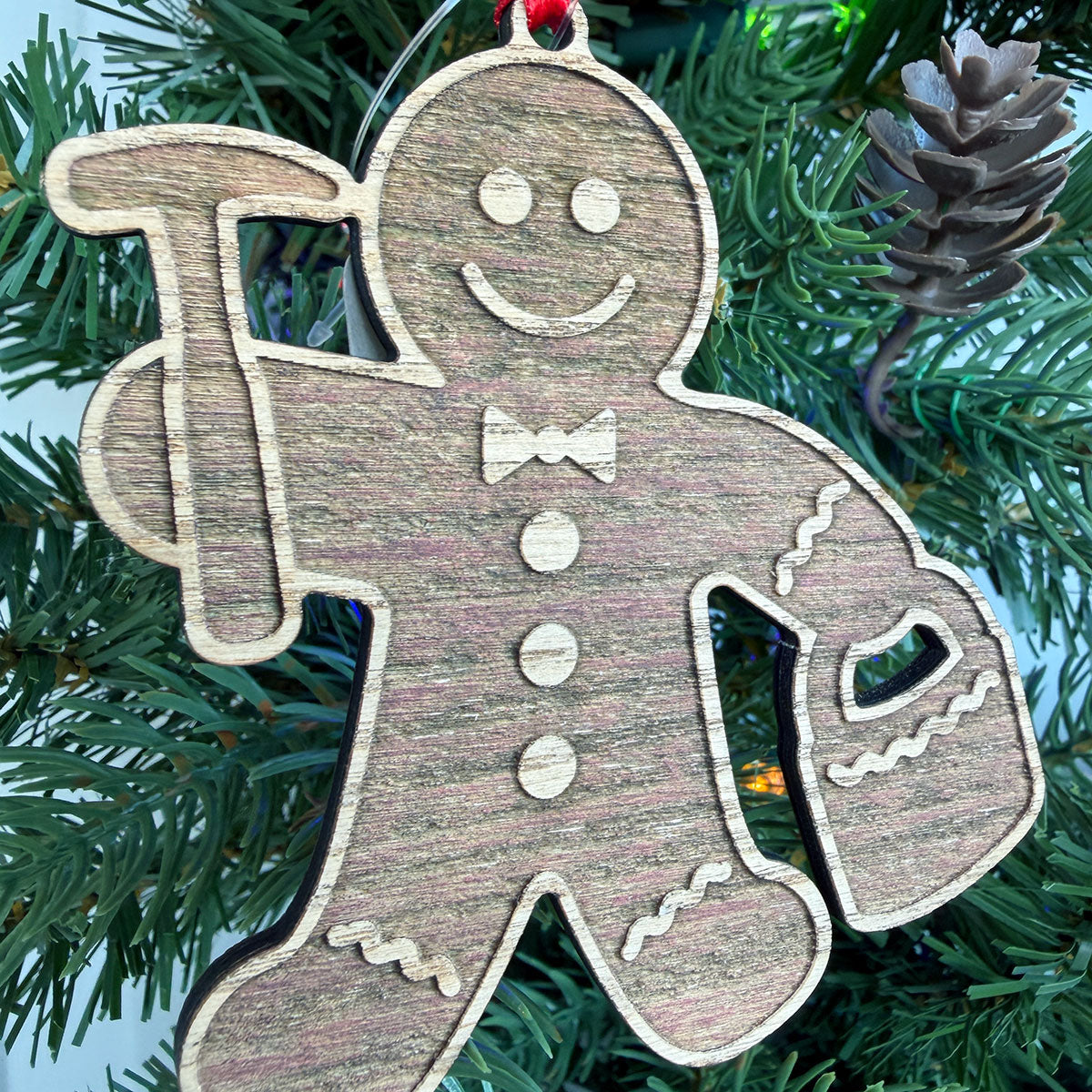 Gingerbread Rockhound Wooden Christmas Tree Ornament