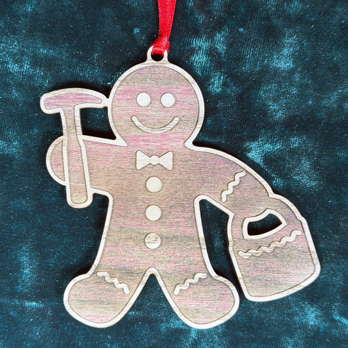 Gingerbread Rockhound Wooden Christmas Tree Ornament