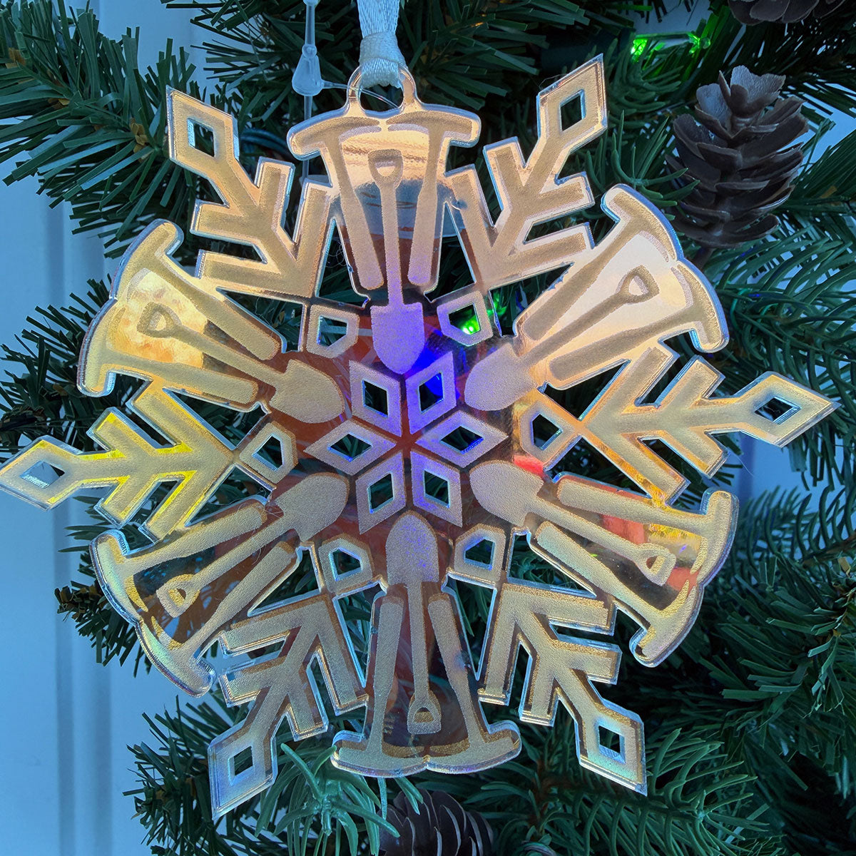 Geology Rockhound Tools Snowflake Acrylic Christmas Tree Ornament