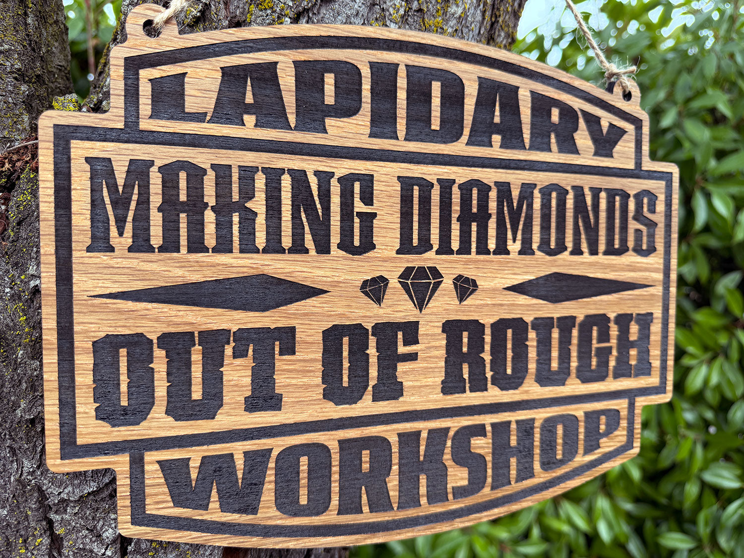 Lapidary Workshop Making Diamonds Out Of Rough Rustic Wood Decorative Sign
