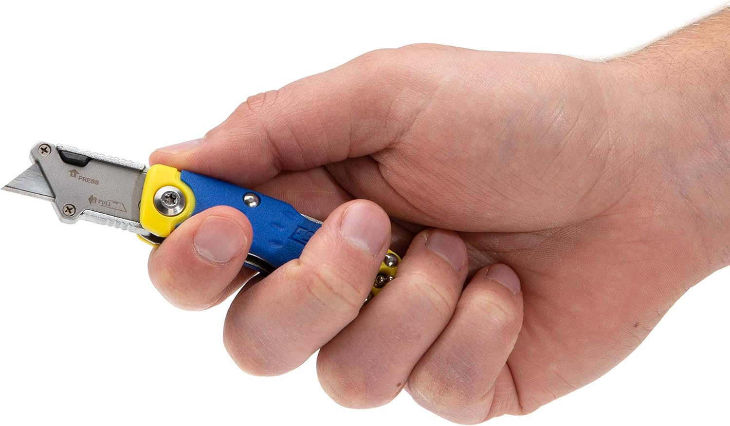 Estwing Folding Lock Back Utility Knife/Box Cutter Mini Tool with Disposable Razor Blade, Ergonomic Handle, Convenient Portable Design