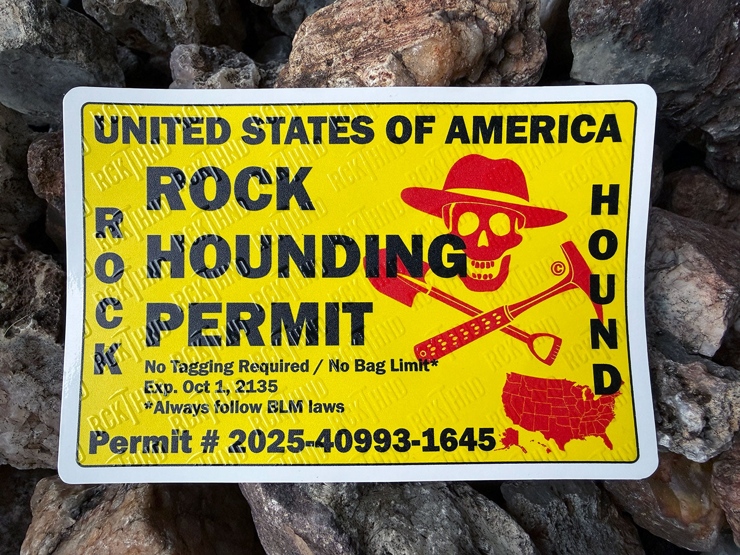 Unofficial USA Rockhounding Rock Hound Permit Vinyl Sticker