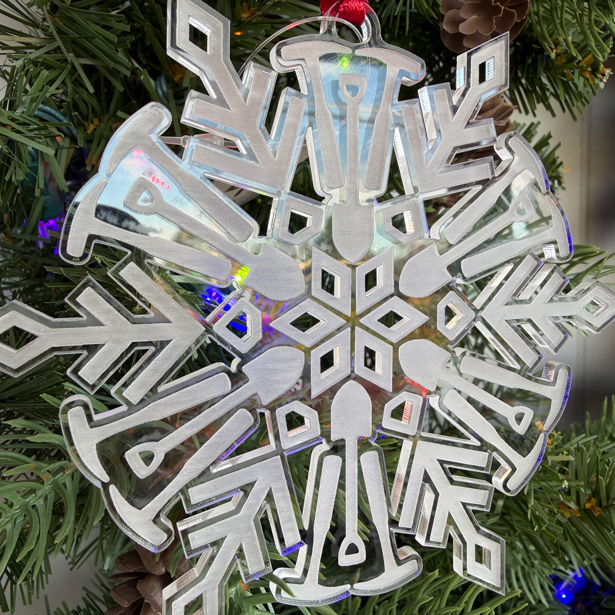 Geology Rockhound Tools Snowflake Acrylic Christmas Tree Ornament