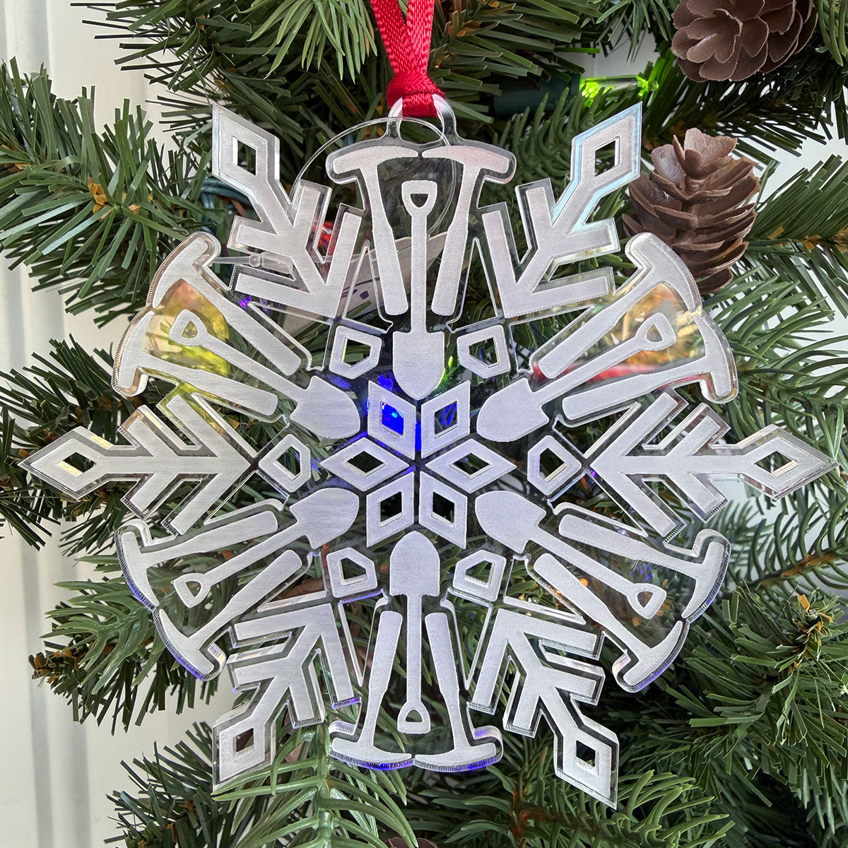 Geology Rockhound Tools Snowflake Acrylic Christmas Tree Ornament