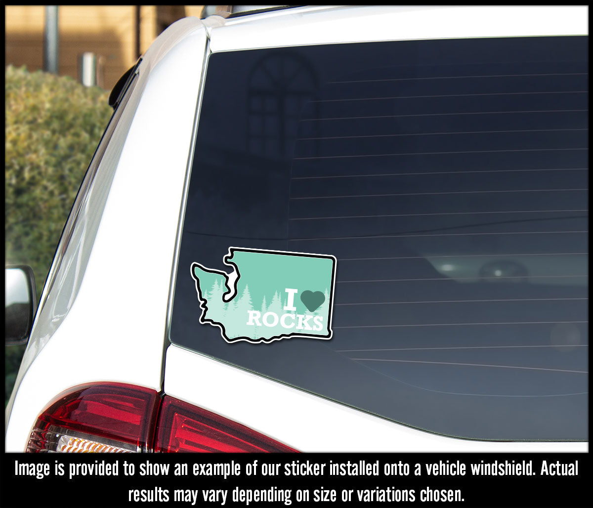 Washington State - I Love Rocks UV Printed Sticker