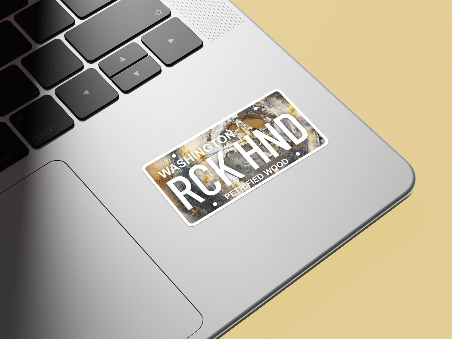Washington State License Plate Petrified Wood- RCKHND UV Printed Sticker