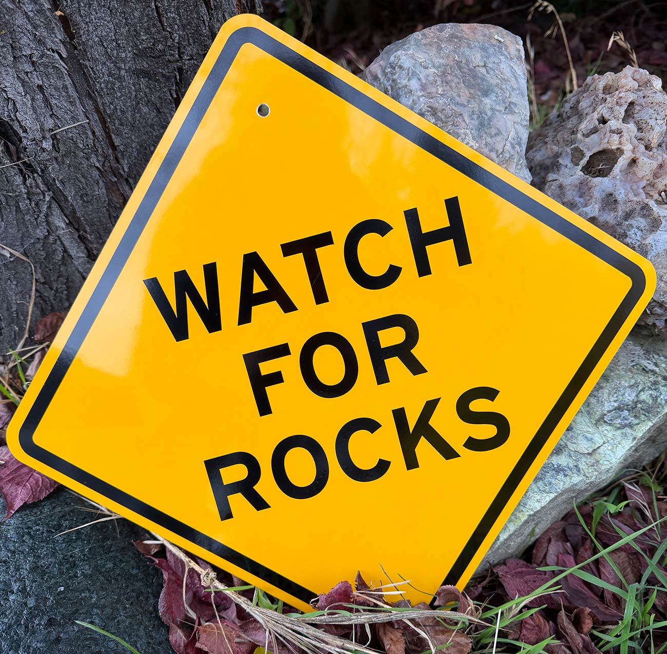 Watch For Rocks Aluminum Mini Road Sign