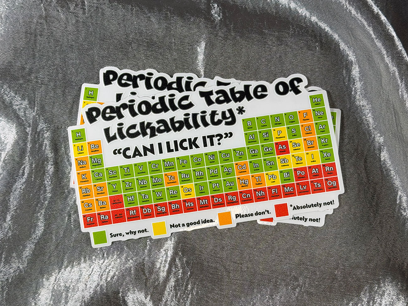 Periodic Table of Lickability Clear Vinyl Sticker