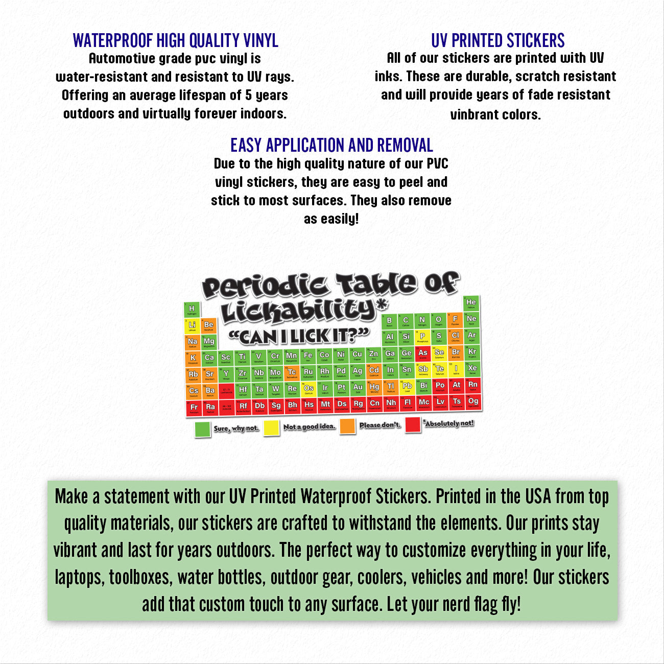 Periodic Table of Lickability Clear Vinyl Sticker