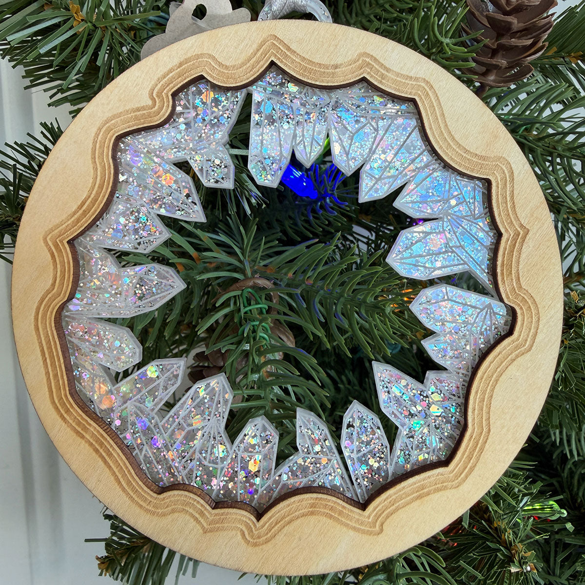 2024 Crystal Geode Wood & Acrylic Christmas Tree Ornament