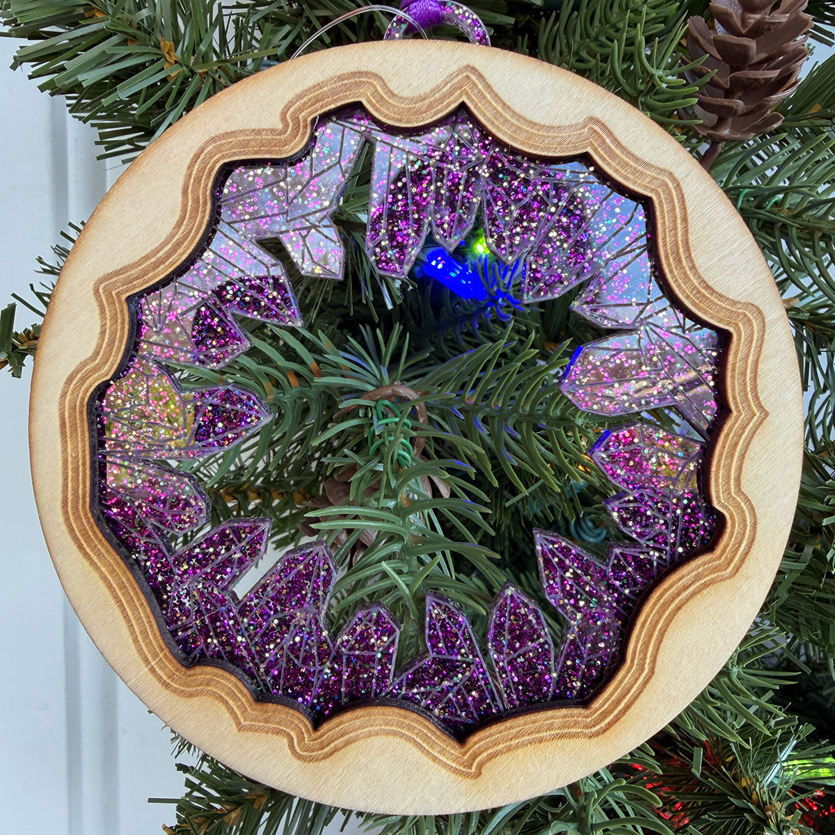 2024 Crystal Geode Wood & Acrylic Christmas Tree Ornament
