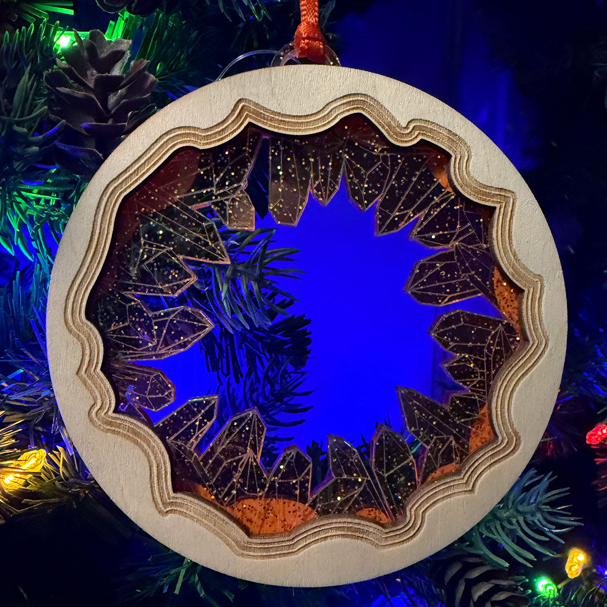 2024 Crystal Geode Wood & Acrylic Christmas Tree Ornament