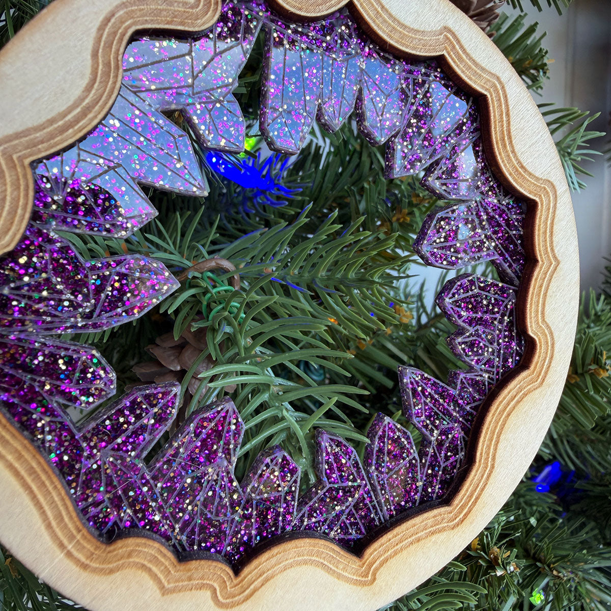 2024 Crystal Geode Wood & Acrylic Christmas Tree Ornament