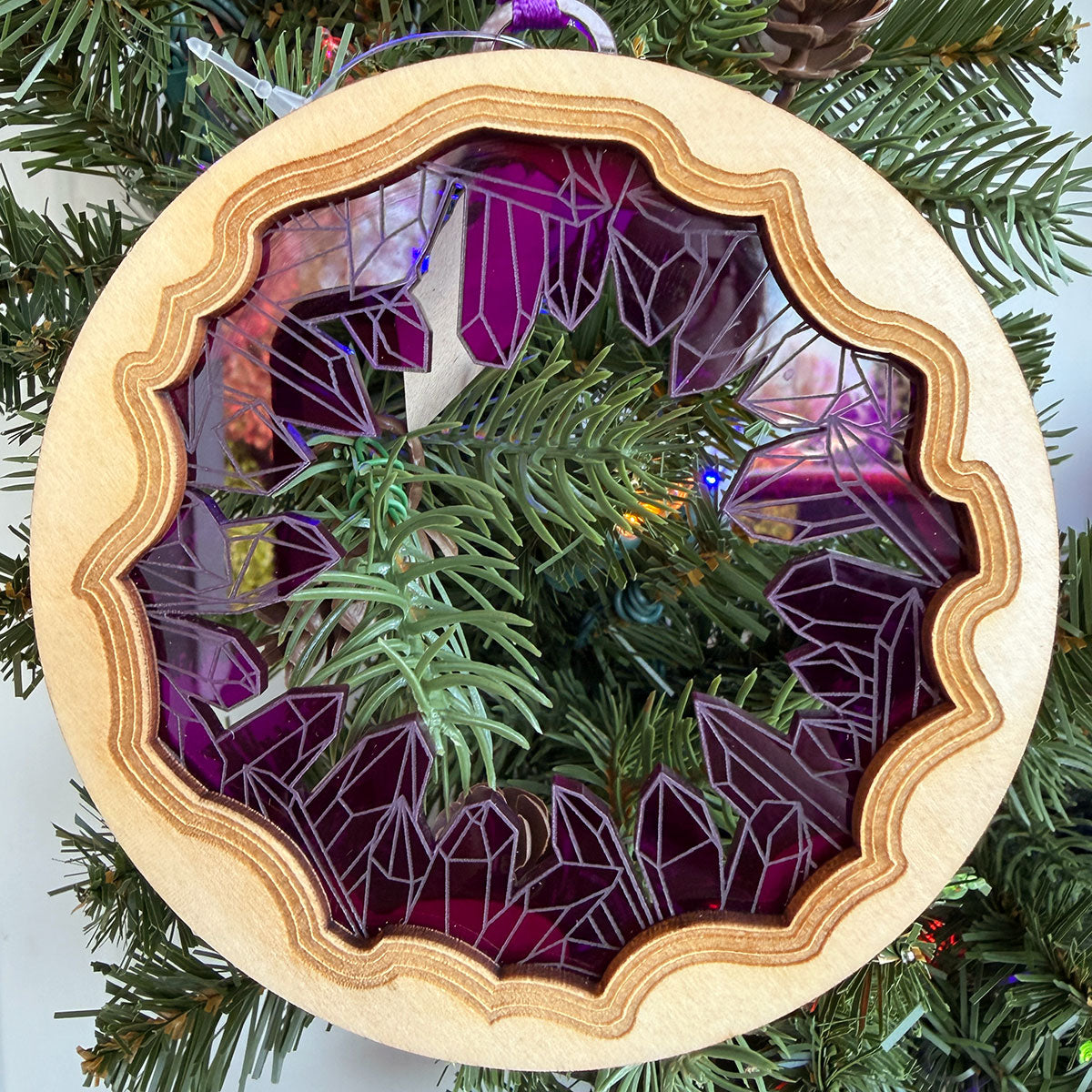2024 Crystal Geode Wood & Acrylic Christmas Tree Ornament