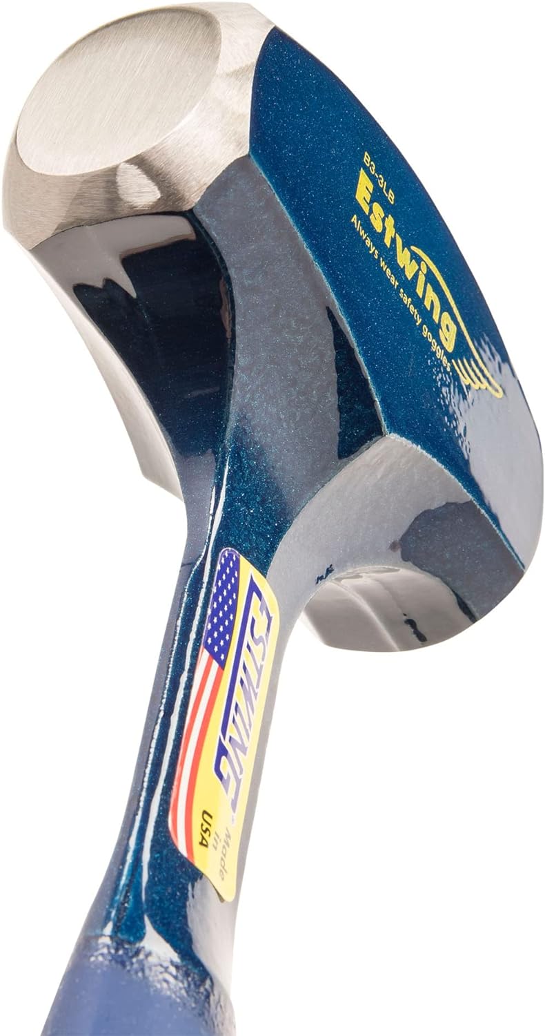 Drilling/Crack Hammer - 3-Pound Sledge with Forged Steel Construction & Shock Reduction Grip - Estwing - B3-3LB