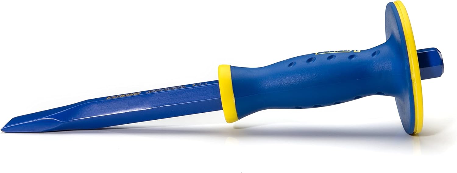 Estwing 1-Inch Wide Hex Shaft Cold Chisel with Protective Hand Grip Guard