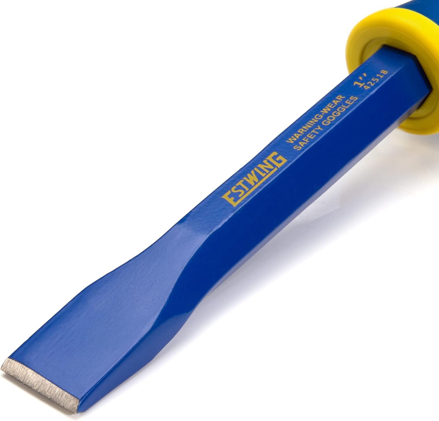 Estwing 1-Inch Wide Hex Shaft Cold Chisel with Protective Hand Grip Guard