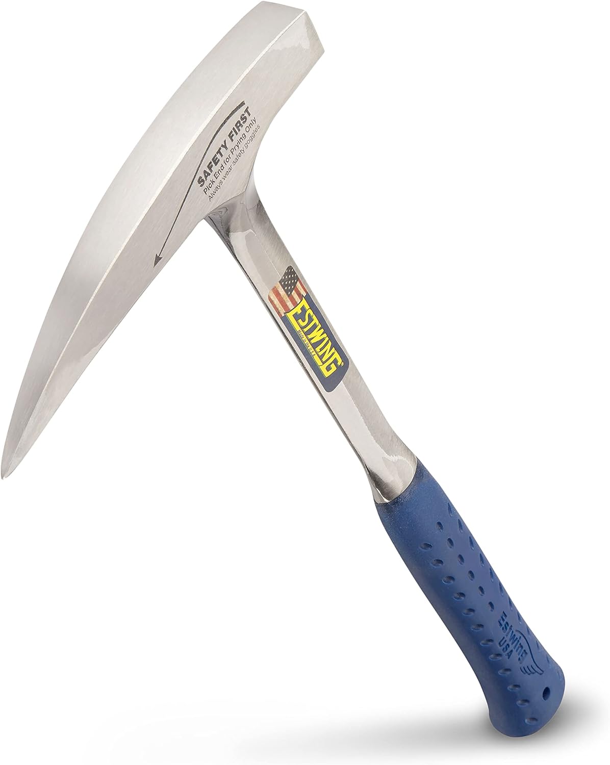 Rock Pick Long Handle - 22 oz Geology Hammer with Pointed Tip & Shock Reduction Grip - Estwing - E3-23LP