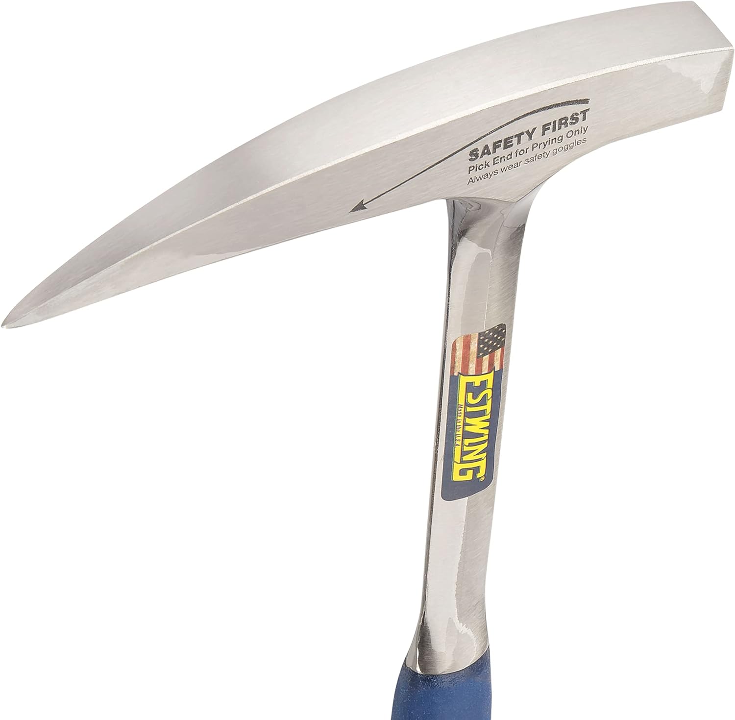 Rock Pick Long Handle - 22 oz Geology Hammer with Pointed Tip & Shock Reduction Grip - Estwing - E3-23LP