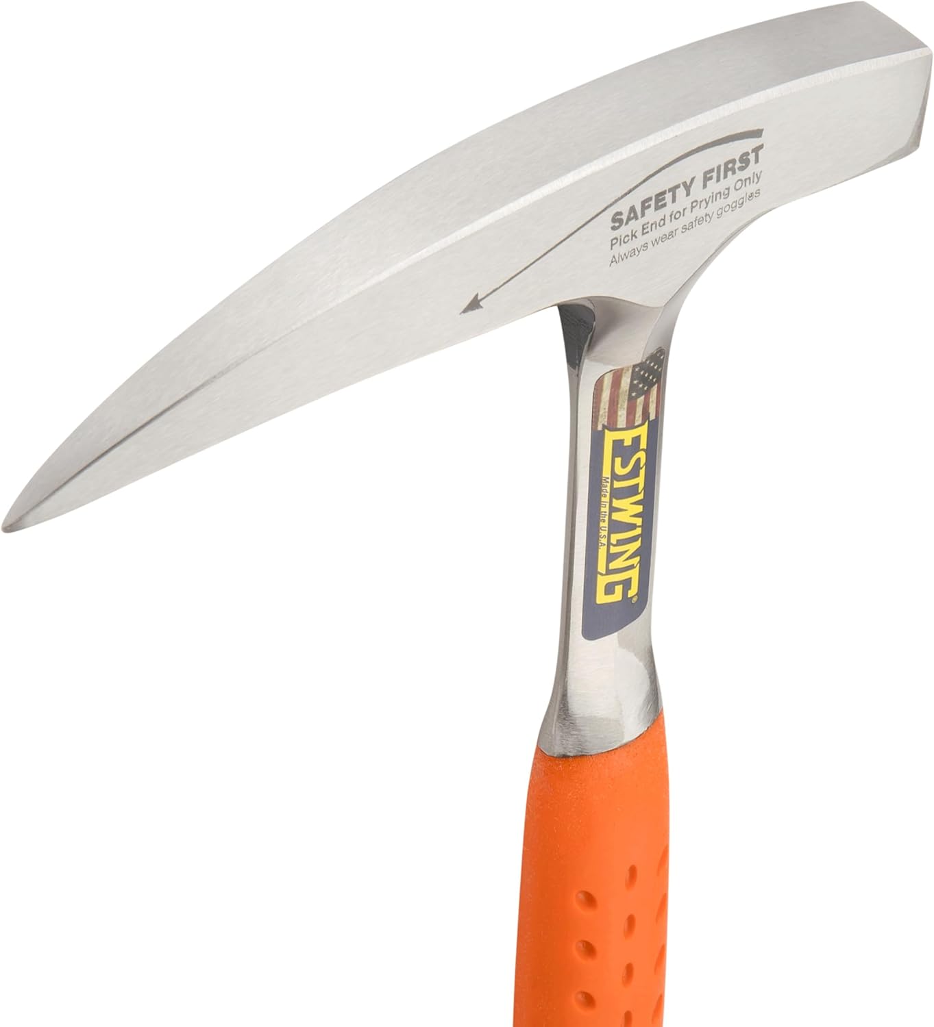 Rock Pick Orange Handle - 22 oz Geology Hammer with Pointed Tip & Shock Reduction Grip - Estwing - EO-22P