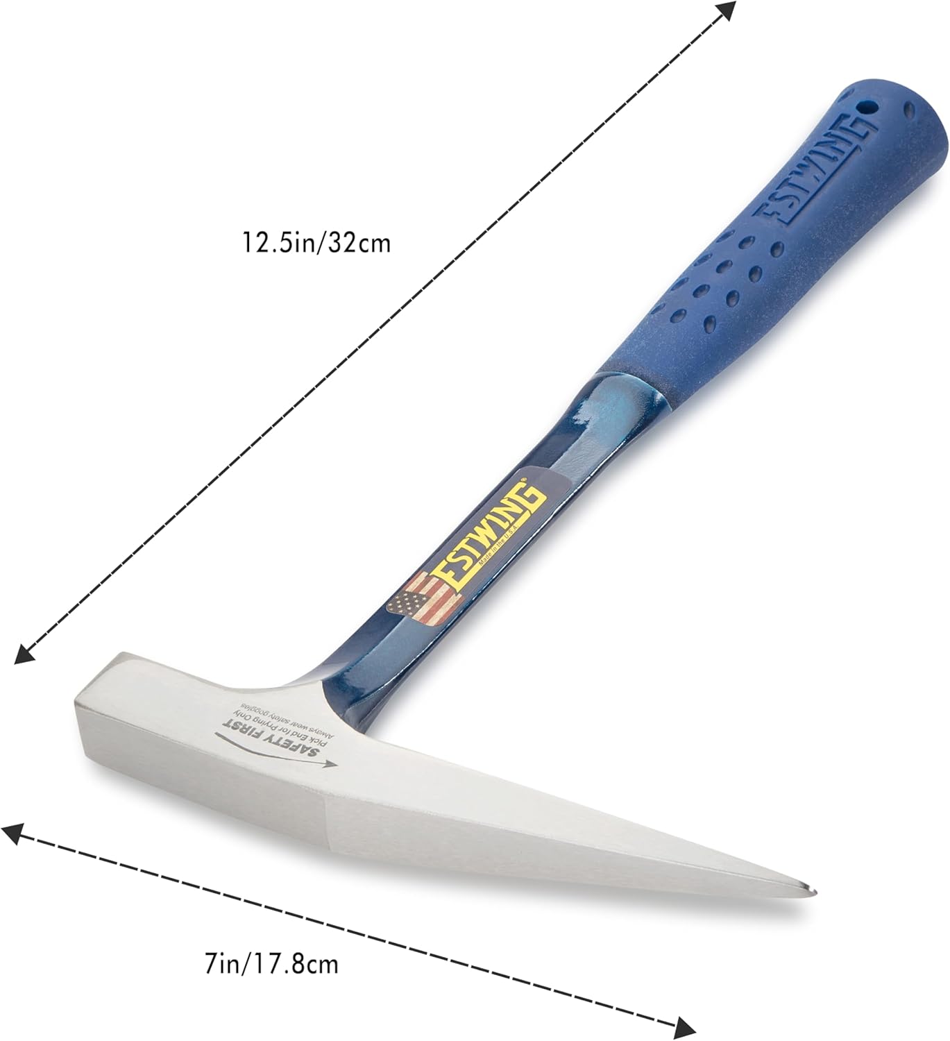 Estwing Lightweight Rock Pick - 13 oz Geology Hammer with Smooth Face & Shock Reduction Grip