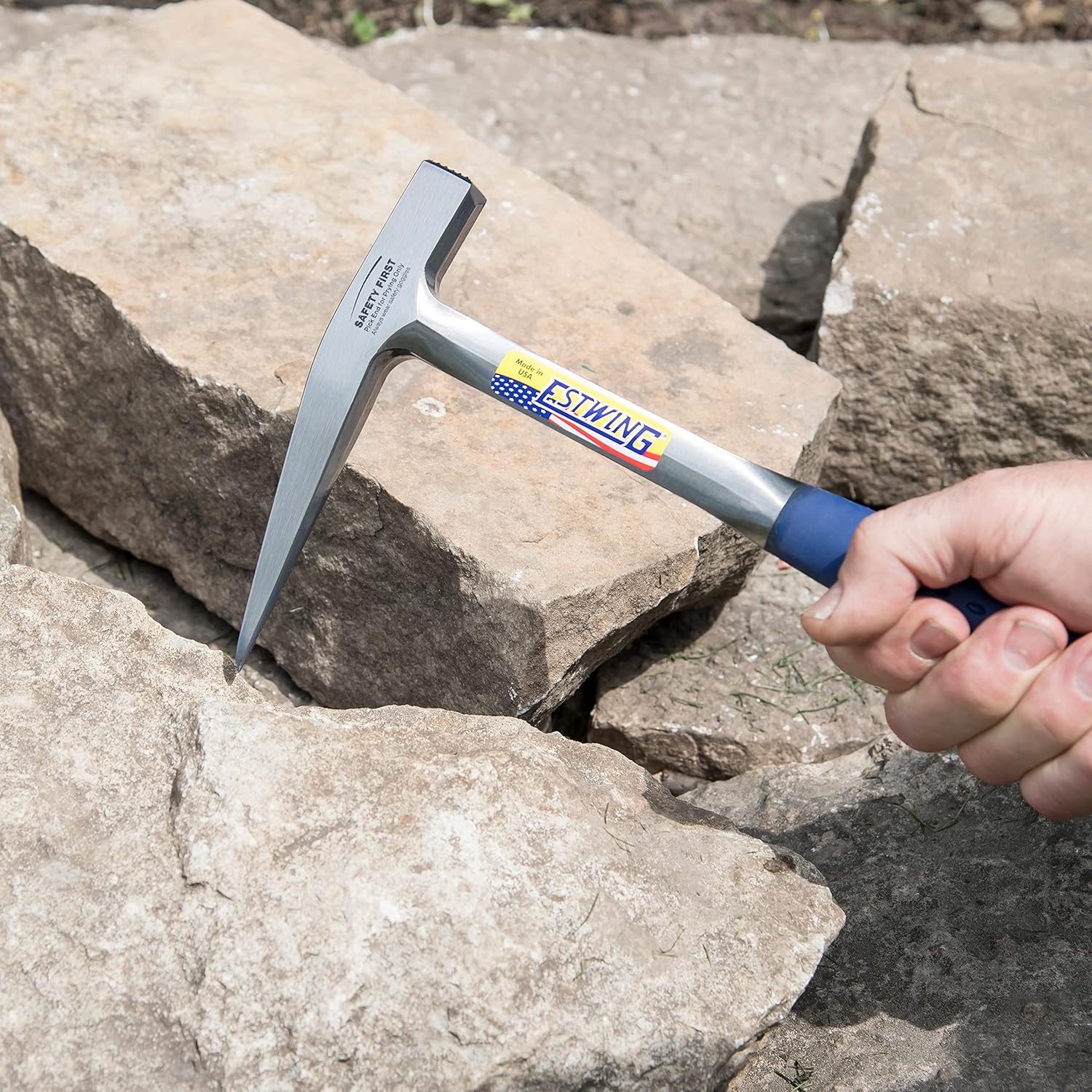 Rock Pick - 14 oz Geology Hammer with Pointed Tip & Shock Reduction Grip - Estwing - E3-14P