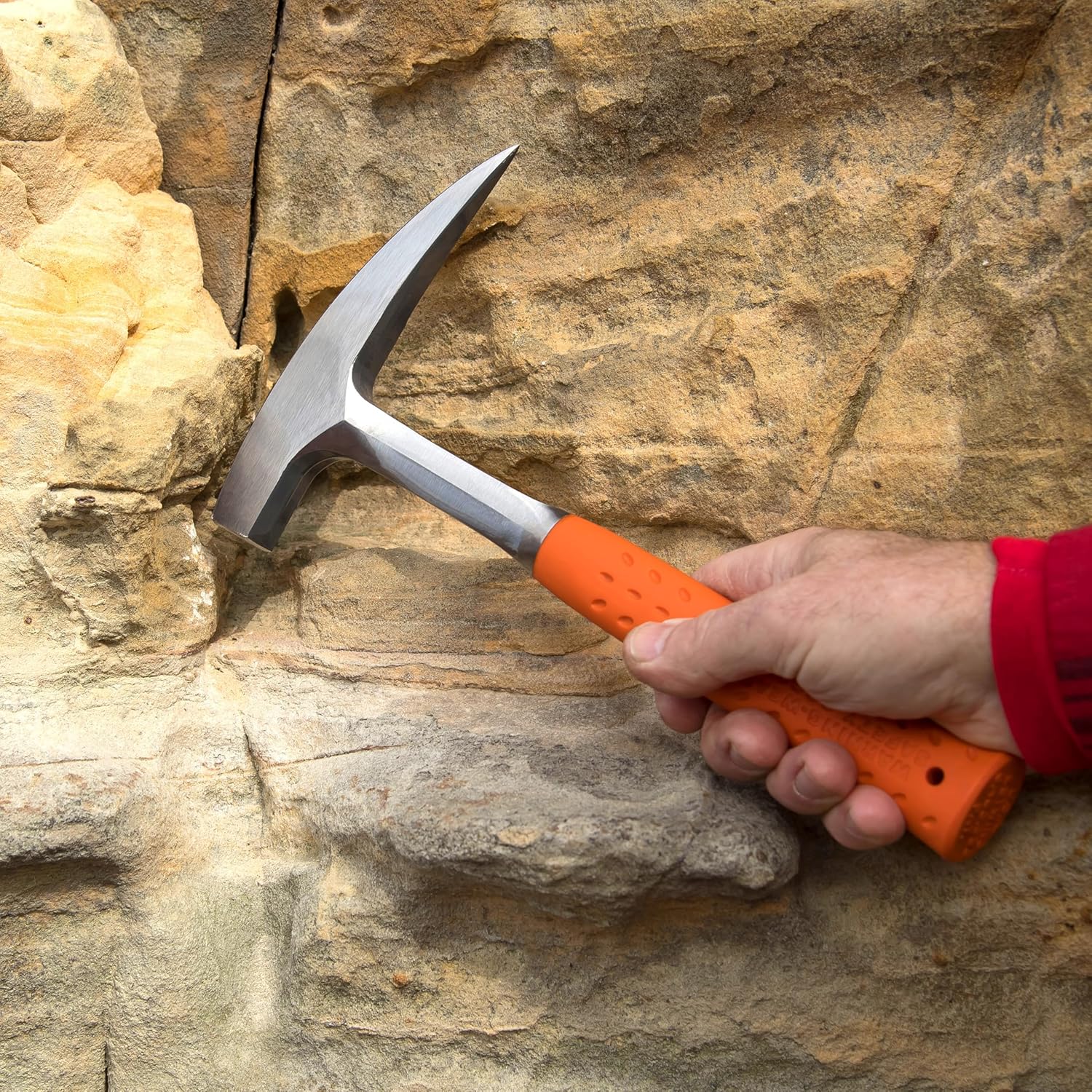 Rock Pick Orange Handle - 22 oz Geology Hammer with Pointed Tip & Shock Reduction Grip - Estwing - EO-22P