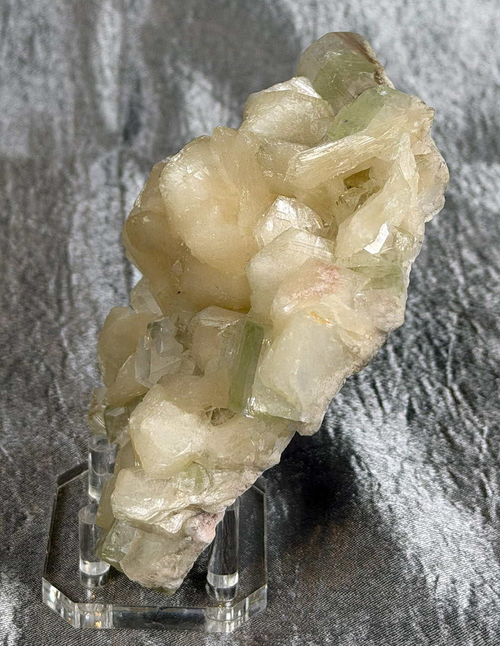 Green Apophyllite Specimen w/ White Stilbite Zeolites APOG1