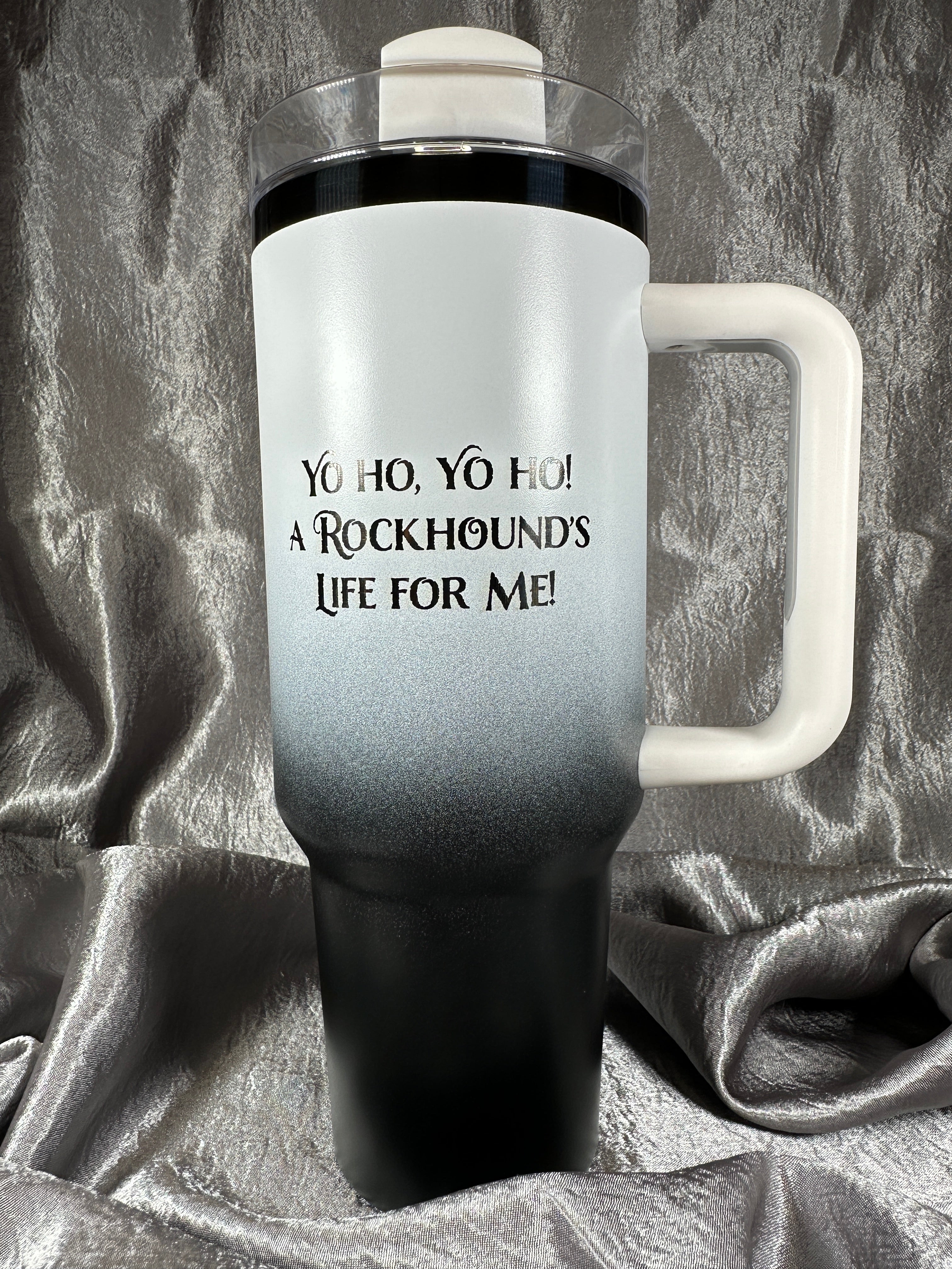 40 oz Ombré White to Black Jolly Rockhound Insulated Tumbler