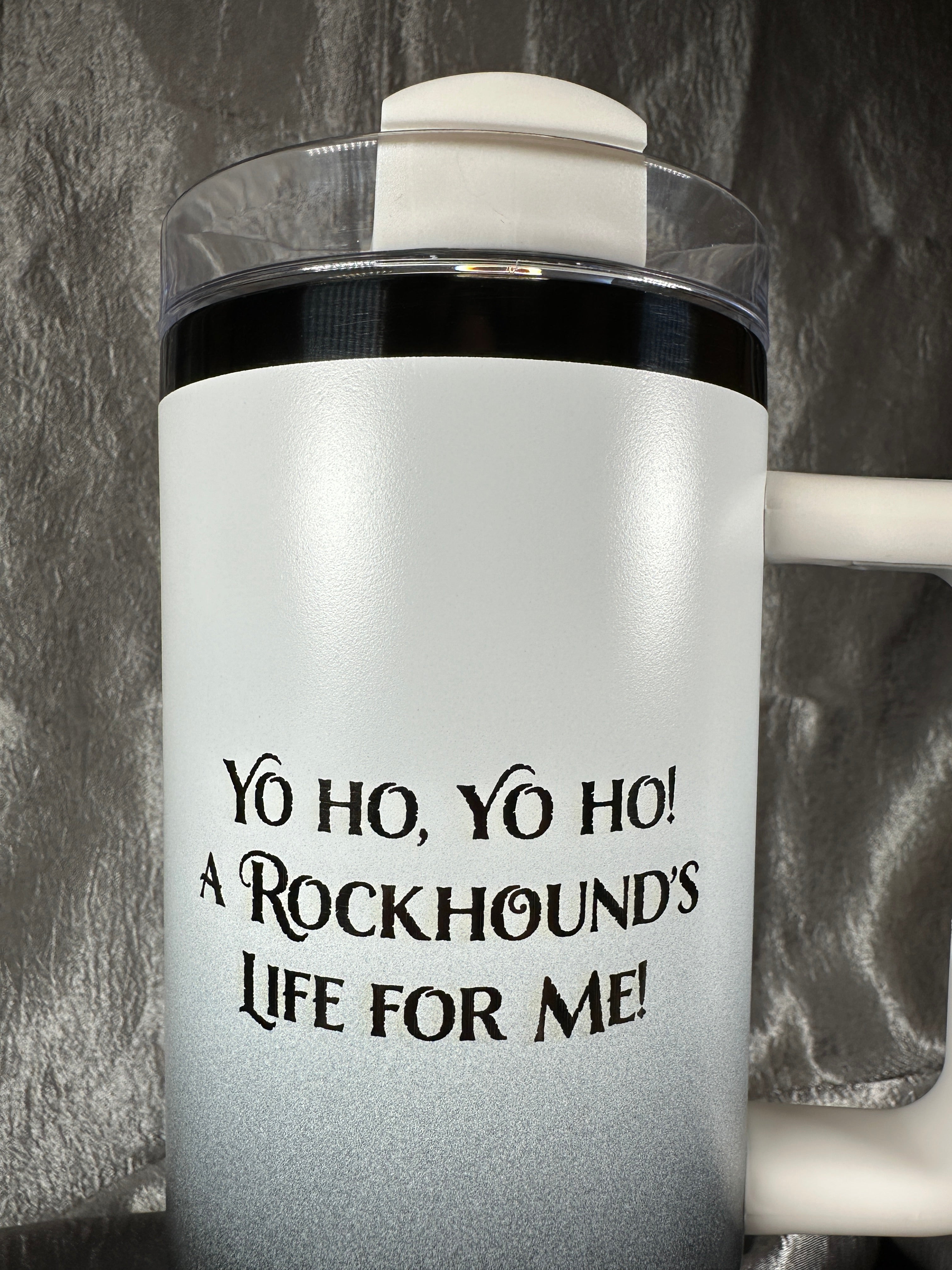 40 oz Ombré White to Black Jolly Rockhound Insulated Tumbler