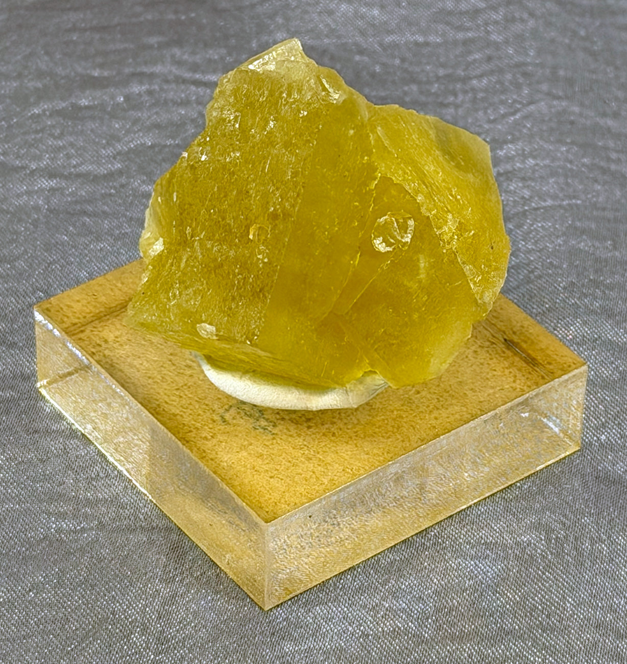 Moroccan Yellow Fluorite Specimen - Mounted MYF1