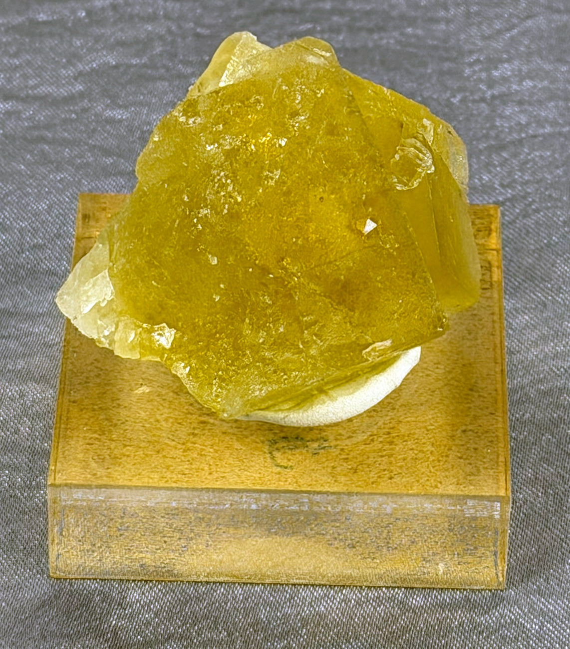 Moroccan Yellow Fluorite Specimen - Mounted MYF1